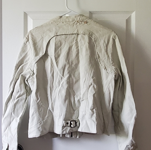 Cream Faux-Leather Jacket - Picture 2 of 4